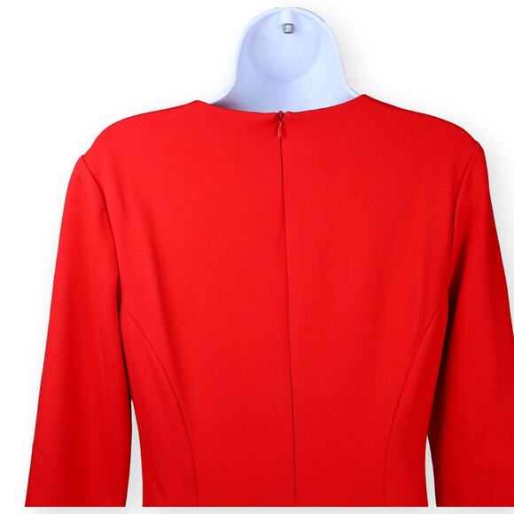 Anne Klein Red Stretch V-Neck Sheath Dress 6 - Picture 6 of 7